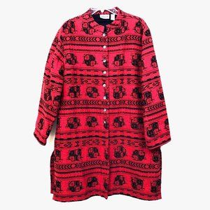 Chico's Design Red Buttondown Lined Jacket w/ Beading & Mother of Pearl Buttons